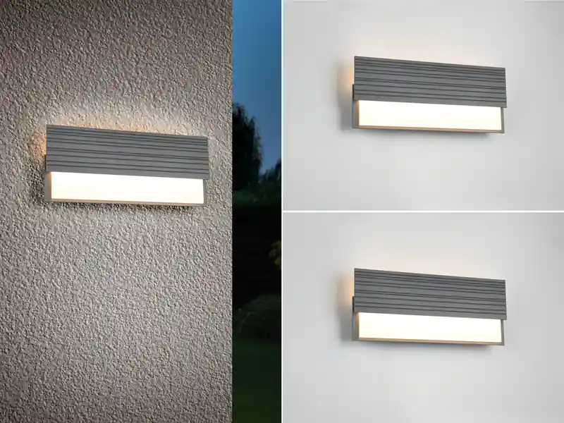 Kracherpreis meineWunschleuchte 2er Set flache LED Außenwandleuchten aus Aluminium in Anthrazit, Breite 40cm