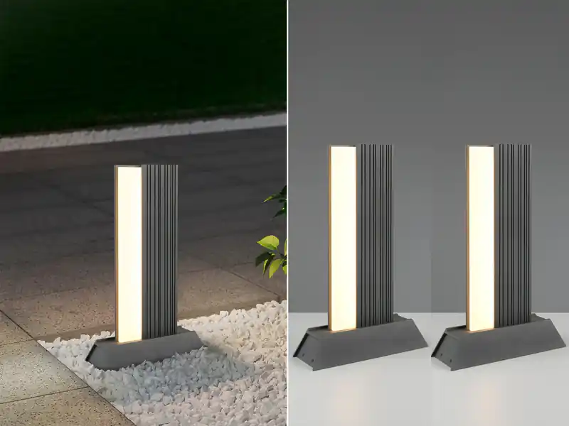 Nur Für Kurze Zeit meineWunschleuchte 2er Set flache LED Sockelleuchten aus Aluminium in Anthrazit, Höhe 50cm
