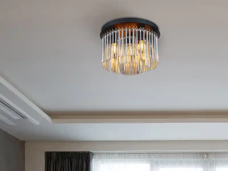 meineWunschleuchte Ausgefallene LED Deckenleuchte mit Rauchglas Stäben, Ø 32cm Echt