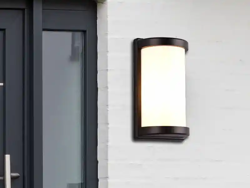 meineWunschleuchte LED Außenwandleuchte Aluminium Schwarz & Acrylglas Weiß, Höhe 27cm Garantierte Lieferung