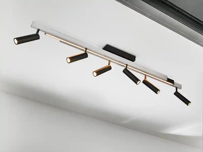 Trio Leuchten LED Deckenstrahler ZENO ausziehbar, 6 Spots Schwarz Silber, max. Breite 180cm Top-Preis