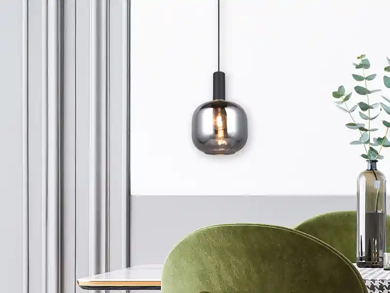 Trio Leuchten Kleine Pendelleuchte DIVA 1-flammig mit Glasschirm Chrom bedampft, Ø 20cm Neu