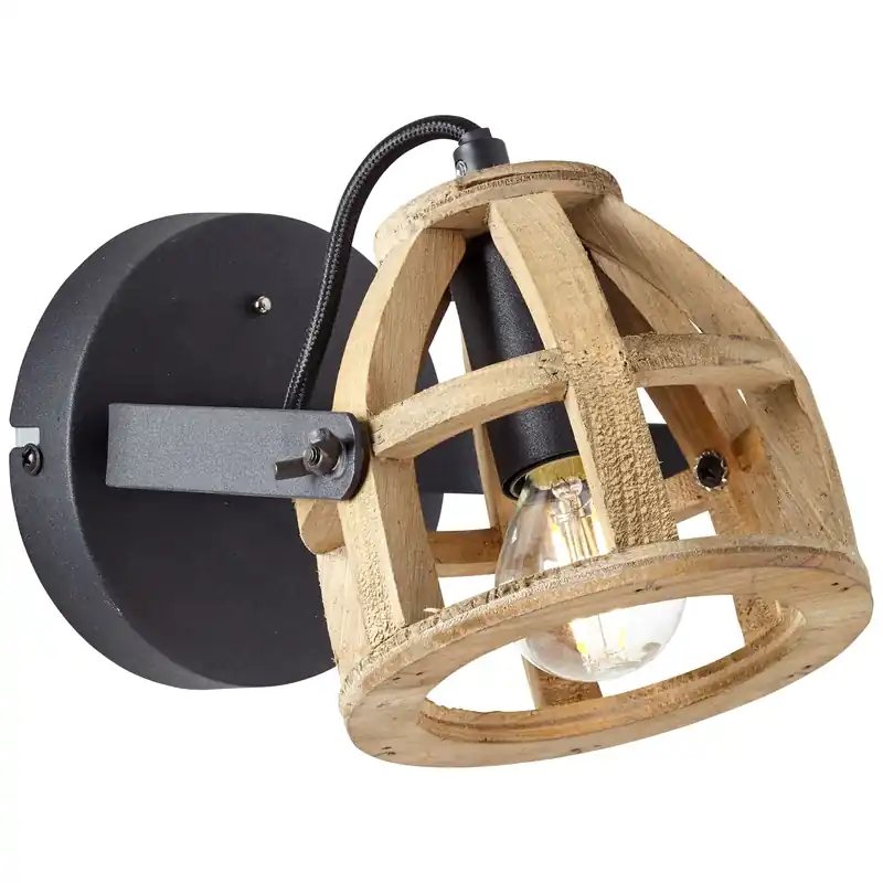 Brilliant Wandspot Matrix Wood schwarz Holz E14 max. 28W schwenkbar Billig