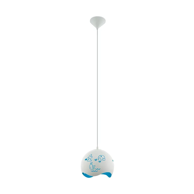 Schneller Versand Eglo Pendelleuchte LAURINA weiß blau E27 max. 60W