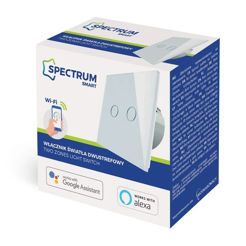 Mega-Angebot Smart 2-Zonen Lichtschalter Alexa Google Wandschalter Glas Weiß