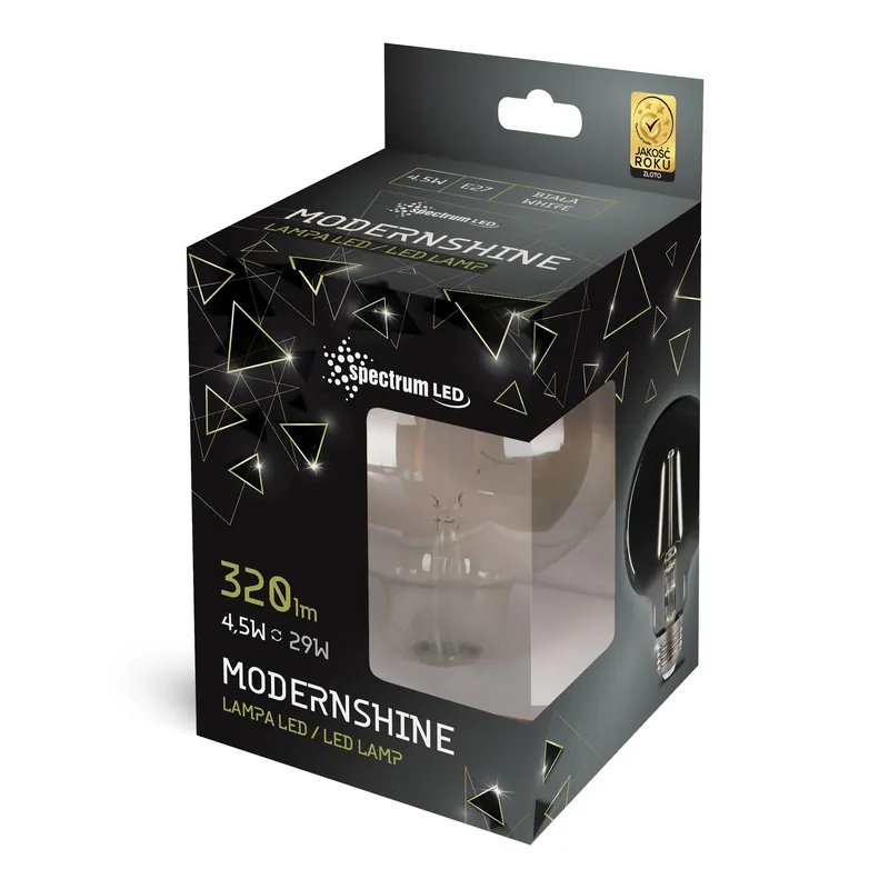 Neu LED E27 G125 Rauchglas 4,5W = 29W Modernshine Globe 320lm Neutralweiß 4000K