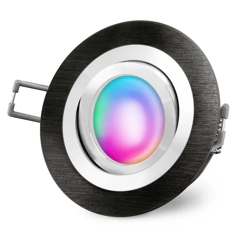 Nur Heute RF-2 Einbauspot schwenkbar inkl. GU10 LED RGB WiFi dimmbar in rund & schwarz gebürstet