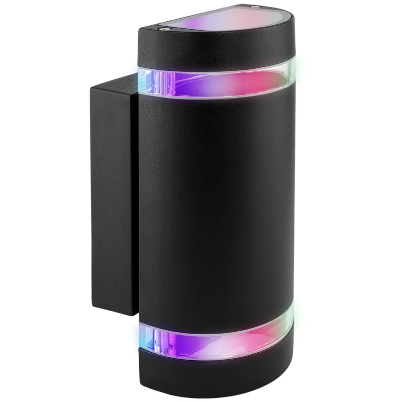 ZORA Up Down Außen Wandleuchte IP44 schwarz halbrund mit 2x Smart RGB GU10 LED WLAN Mega-Angebot