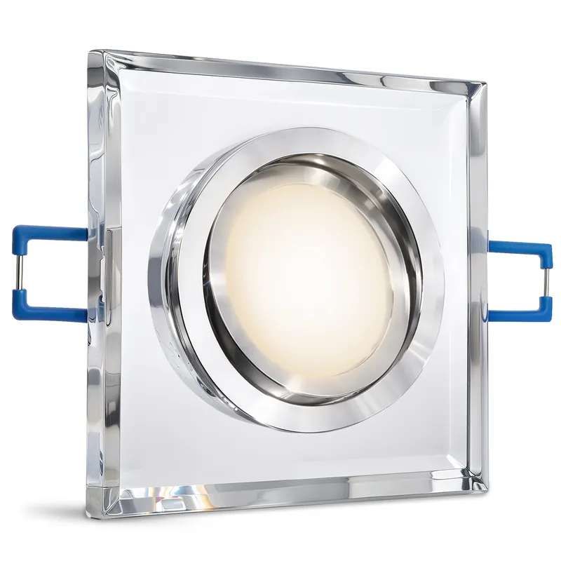 Flache Glas LED Einbaulampe MIRELLA schwenkbar eckig klar LED Modul neutralweiß 230V 4W Schneller Versand