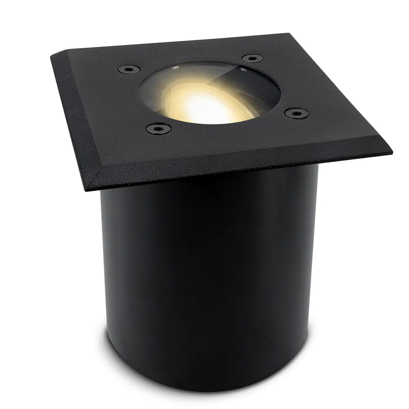 Sonderaktion JUAVI Bodeneinbauleuchte IP67 schwarz eckig mit LumiFLEX GU10 LED dimmbar 6W drei Lichtmodi