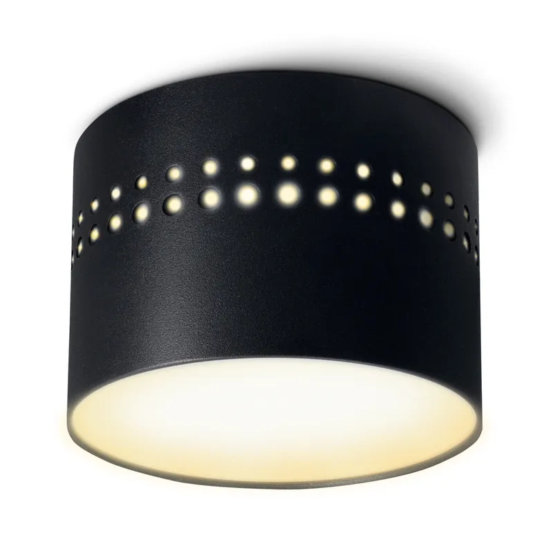 Zertifiziert SUNEVA flacher LED Aufbauspot schwarz rund mit indirektem Licht 230V warmweiß 8W