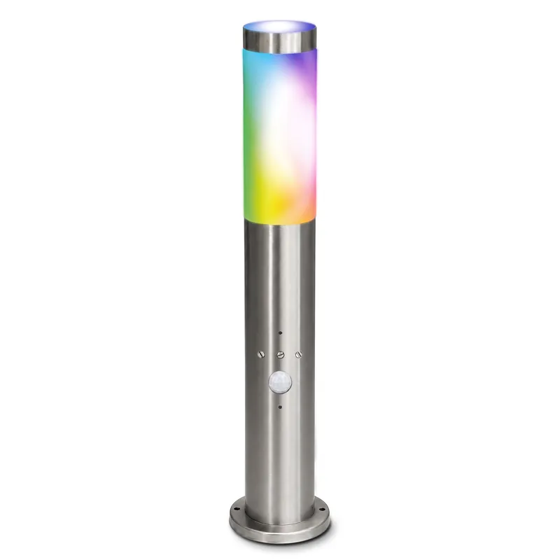 BOSEA-B Edelstahl Wegeleuchte mit Bewegungsmelder IP44 inkl. Smart LED E27 RGBW 3000K-6500K Garantierte Lieferung