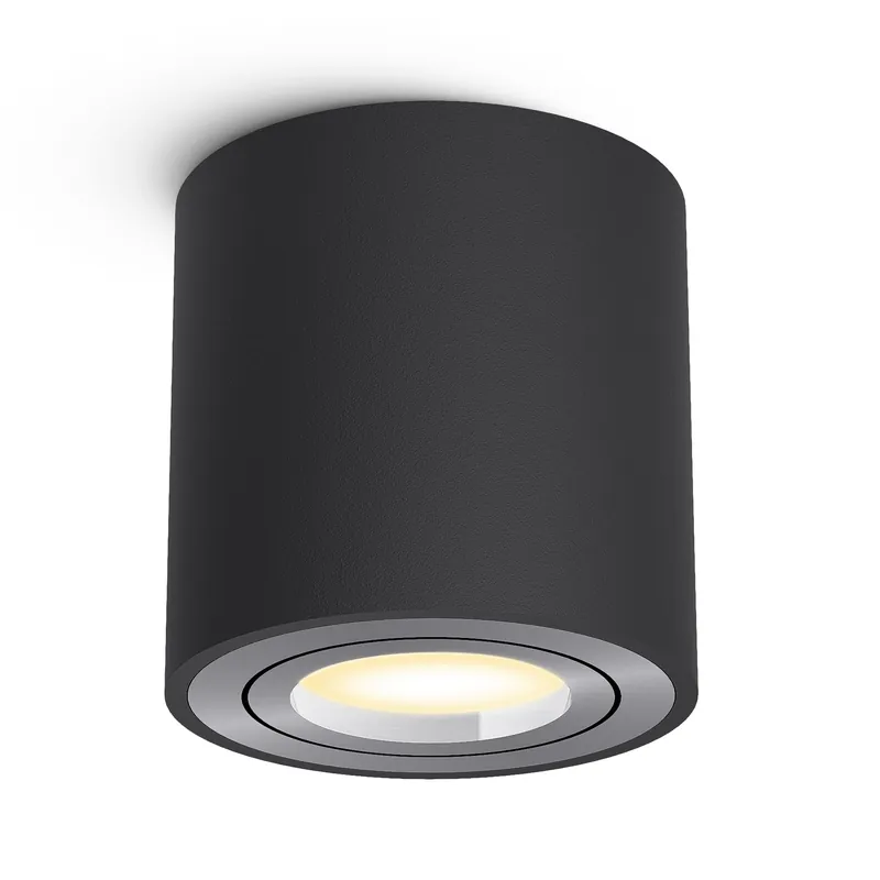 Neuheit Aufbauleuchte CORI in schwarz gebürstet schwenkbar mit LED GU10 6W LumiFLEX Lichtfarbe warm / neutral / kalt 230V