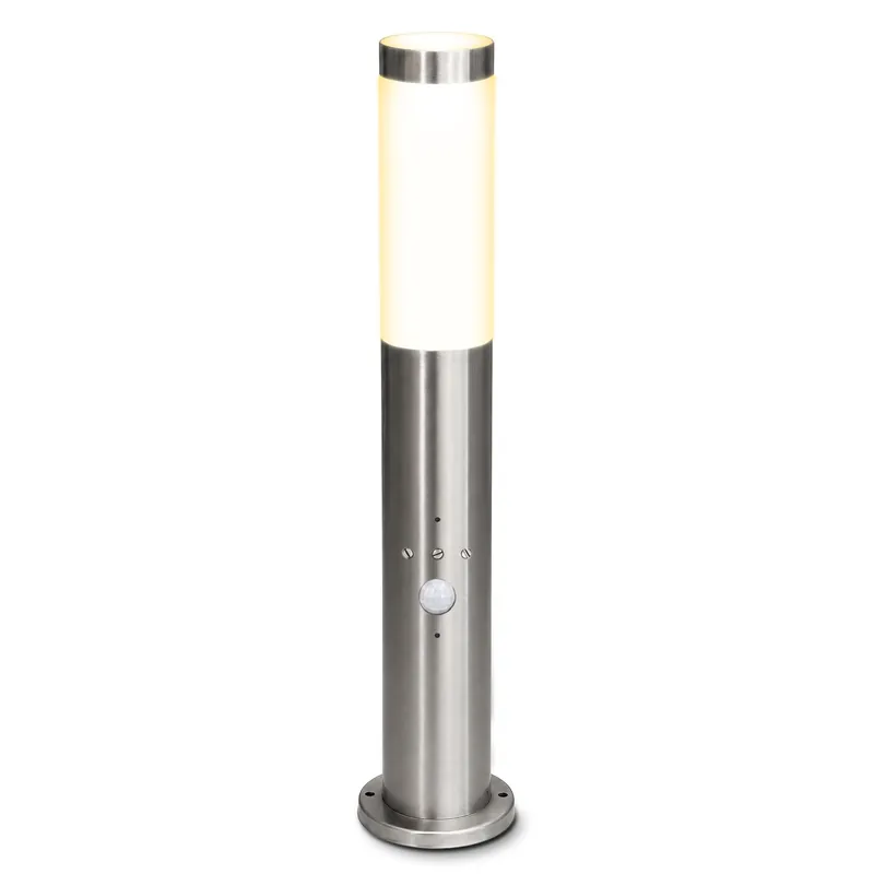 Günstig Wegeleuchte BOSEA-B mit Dämmerungs- & Bewegungsmelder Edelstahl IP44 inkl. LED E27 Birne warmweiß 4W