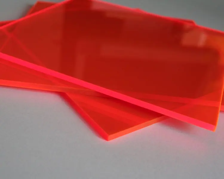 Neu Lucy Leuchtplatte 3 mm Orange fluoreszierendes Arcylglas GS ca. 1520 x 675 mm