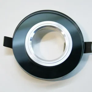 runder Kristall Einbaurahmen 90 mm im schwarzem Glas Design Echt