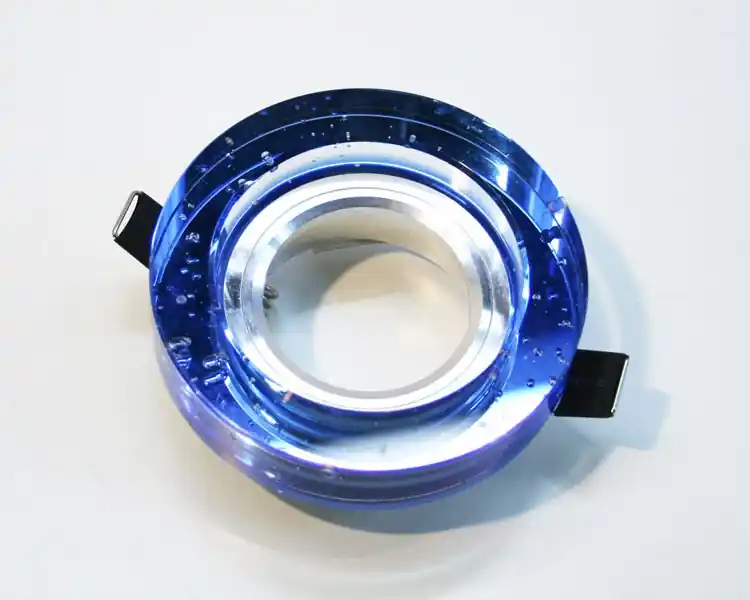 Begrenztes Angebot Runder Kristalleinbaurahmen 90 mm mit blauem Glas