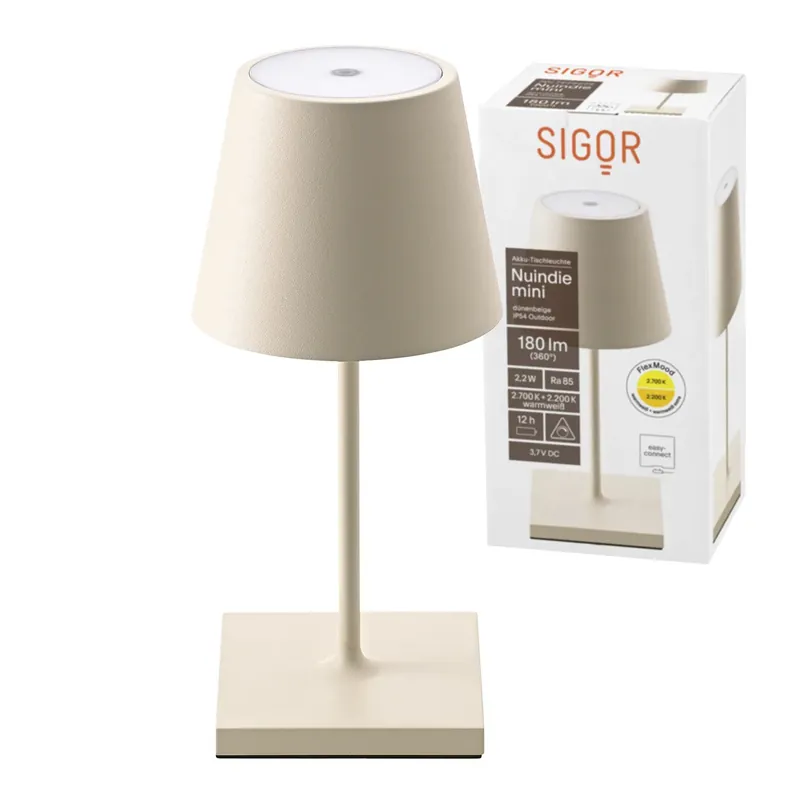 Kracherpreis Sigor Nuindie Mini Akku Tischleuchte dünenbeige USB-C