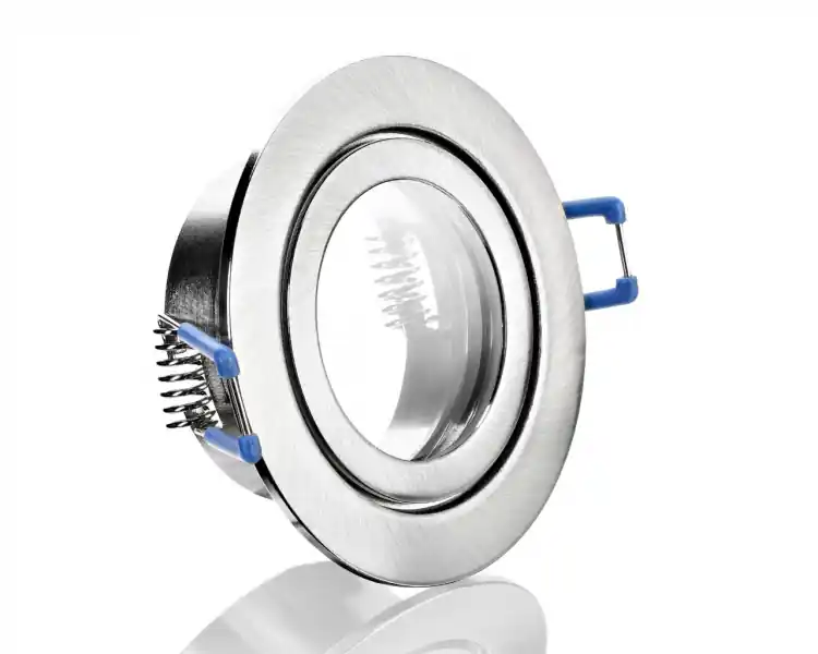 Neue Ware Aluminium Einbaustrahler Rund für MR11 Eisengebürstet IP44
