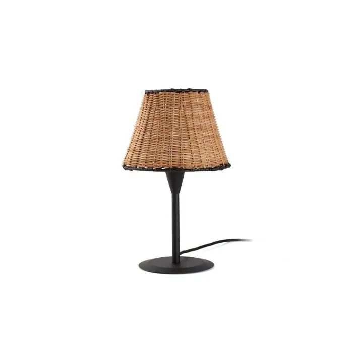 Lámpara mini de sobremesa negra/ratán SUMBA 64317-71 Garantierte Lieferung