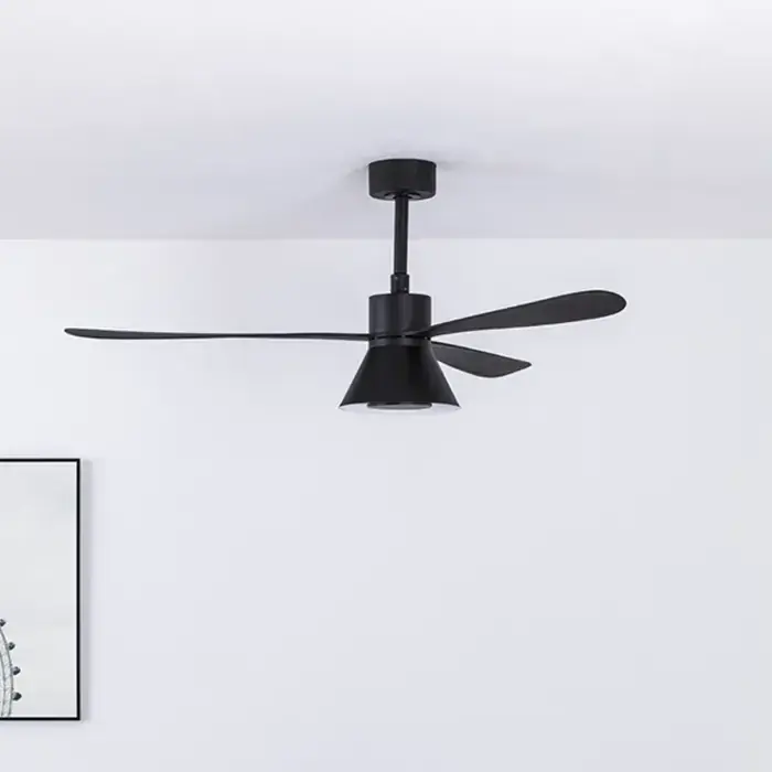 Rabatt Ventilador de techo con luz negro Ø 132 cm AMELIA L CONE 33761-23
